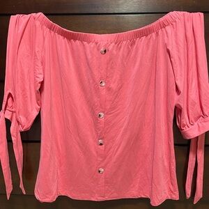 Love Coral Off-Shoulder Blouse